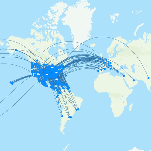 American Airlines destination map