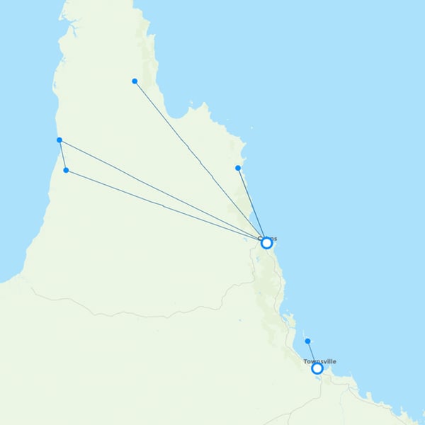 Hinterland Aviation destination map