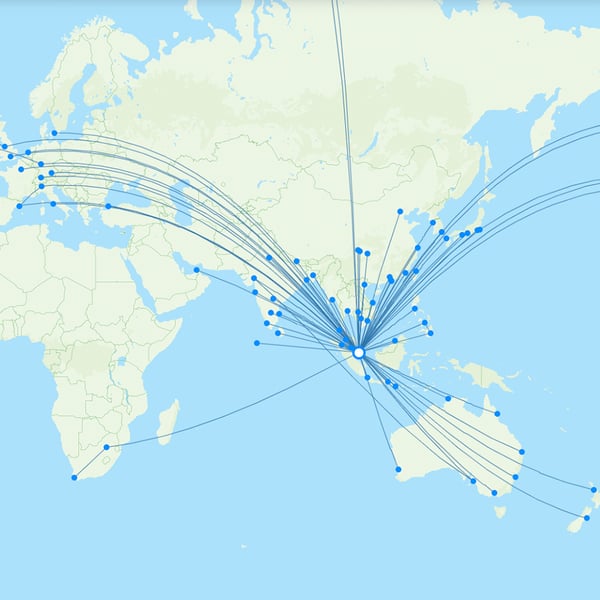 Singapore Airlines destination map