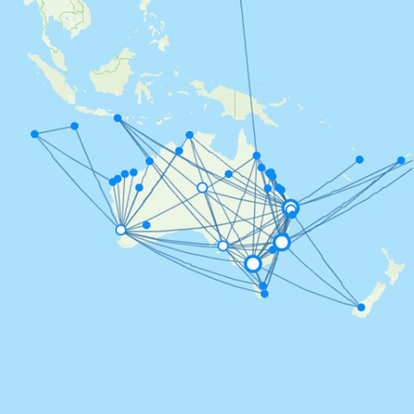 Virgin Australia destination map