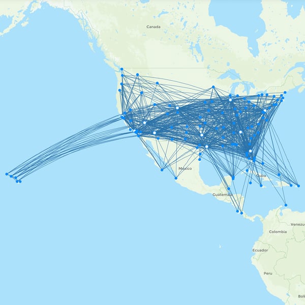Southwest Airlines destination map